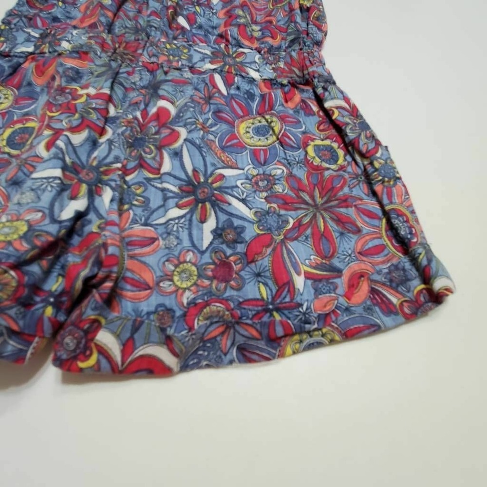Old Navy Girls Romper Blue Red Floral Tie Front Sleeveless Knot Buttons XS - Picture 10 of 12